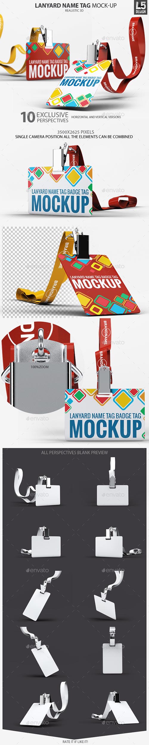Lanyard Name Tag Badge Mockup - Graphicriver 10855578