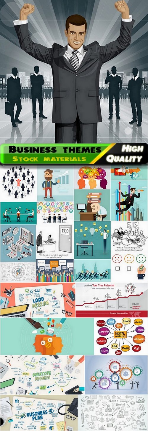Different vector illustration with business themes - 25 Eps
