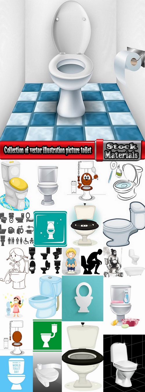 Collection of vector illustration picture toilet 25 Eps
