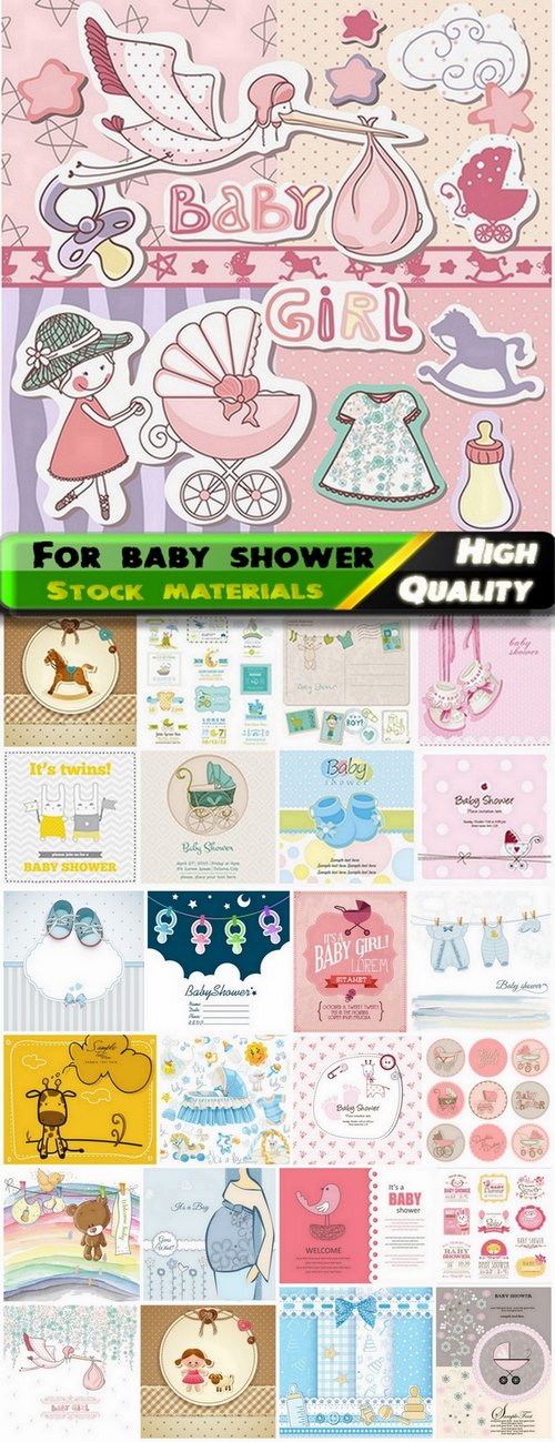 Templates for baby shower in vector from stock 2 - 25 Eps
