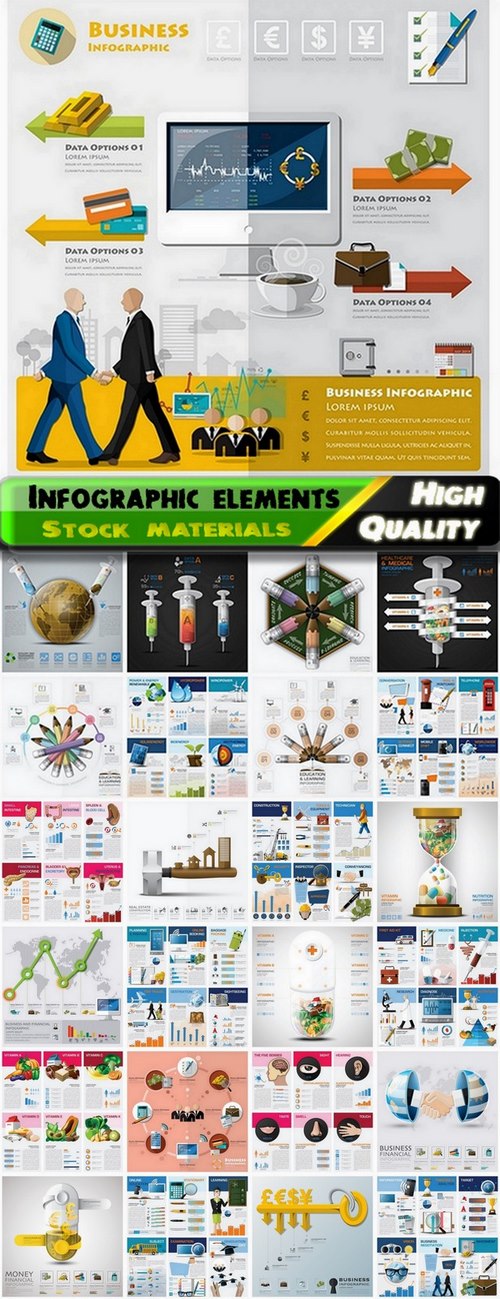 Infographic design elements in vector set from stock #108 - 25 Eps
