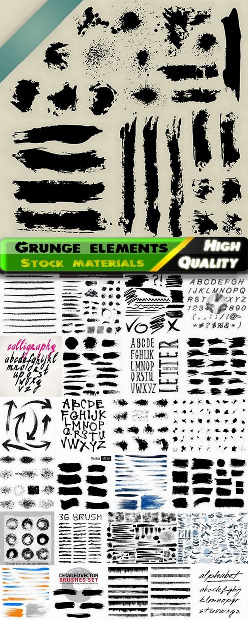 Grunge brushes strokes and circles 2 - 25 Eps