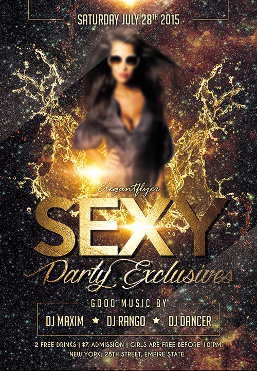 Sexy Party Exclusives Flyer PSD Template + FB Cover