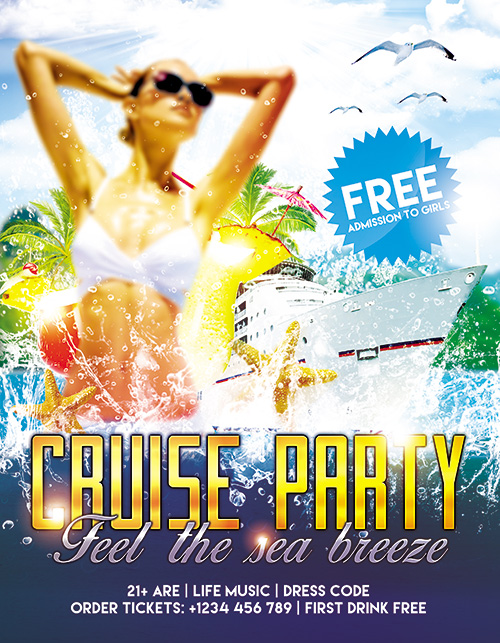 Cruise Party Flyer PSD Template + FB Cover