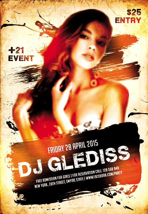 Special Guest DJ 5 Flyer PSD Template + FB Cover