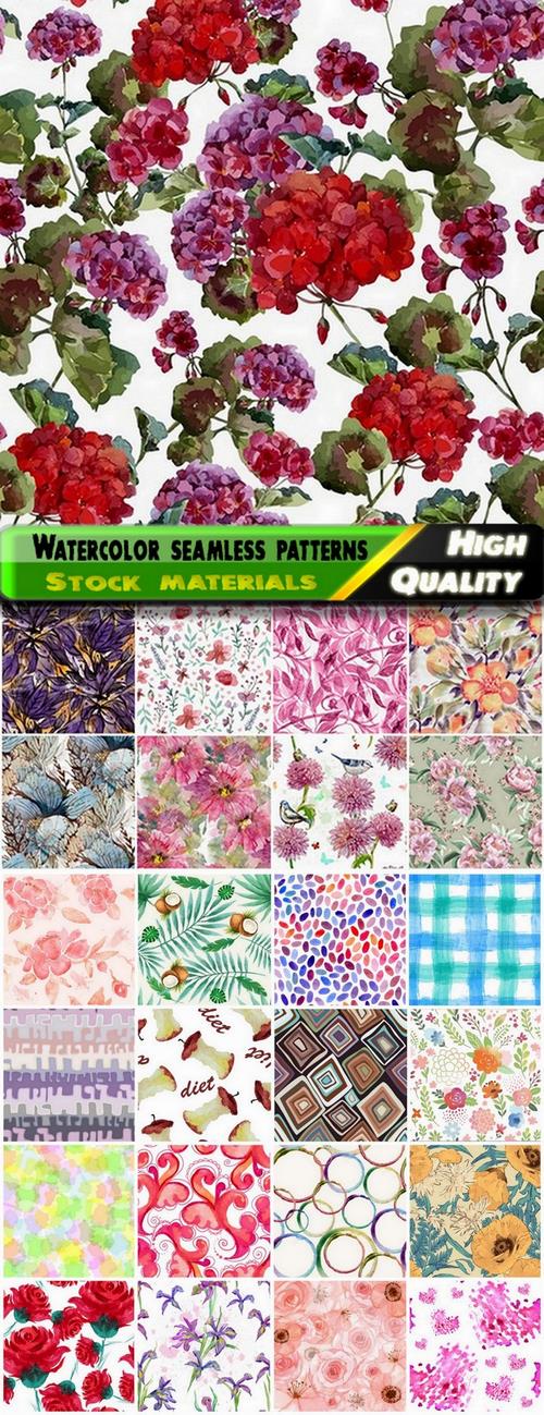 Cute watercolor seamless floral and other patterns 2