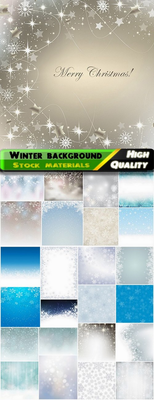 Winter shiny background with snowflakes - 25 Eps