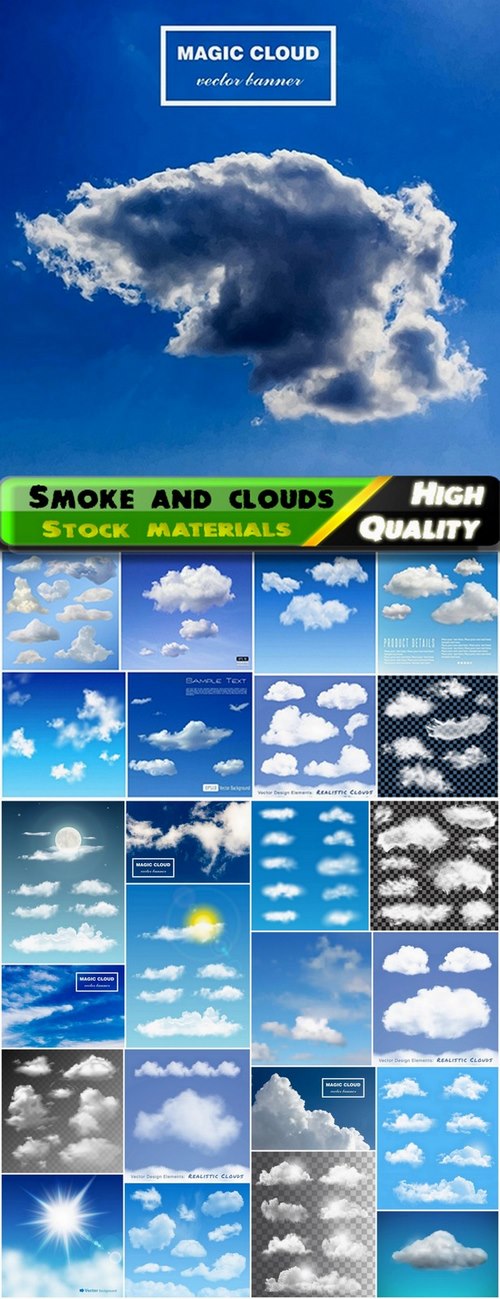 Realistic transparent smoke and clouds - 25 Eps