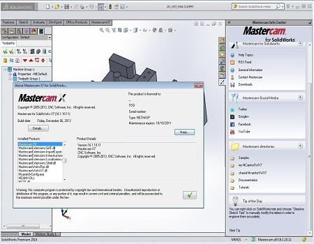 Mastercam X7 MU1 ( v.16.1.10.11, for SolidWorks 2010-2014 )